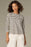 Three Quarter French Raglan Sleeve Crew Neck Striped Knit Top