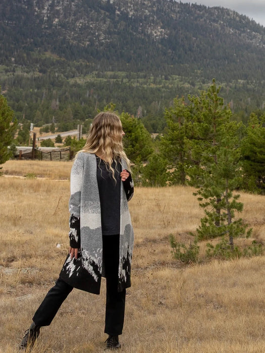 Vista Jacquard Mountain Cardigan Sweater - Harbour Mist