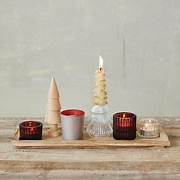 Wood Tray with Glass Votives
