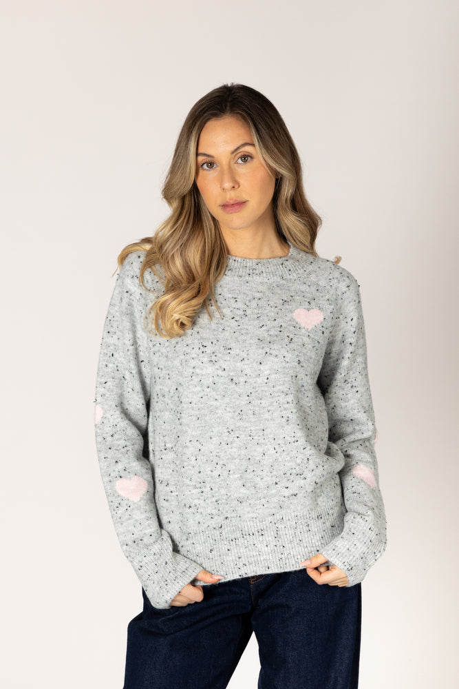 Phillipa Heart Crew Sweater