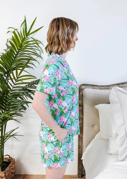 PJ Short Sleeve Button Up/Short Set Bamboo Tropic Like Its Hot