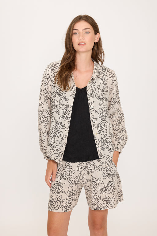 Roses Slim Linen Blouse 0371