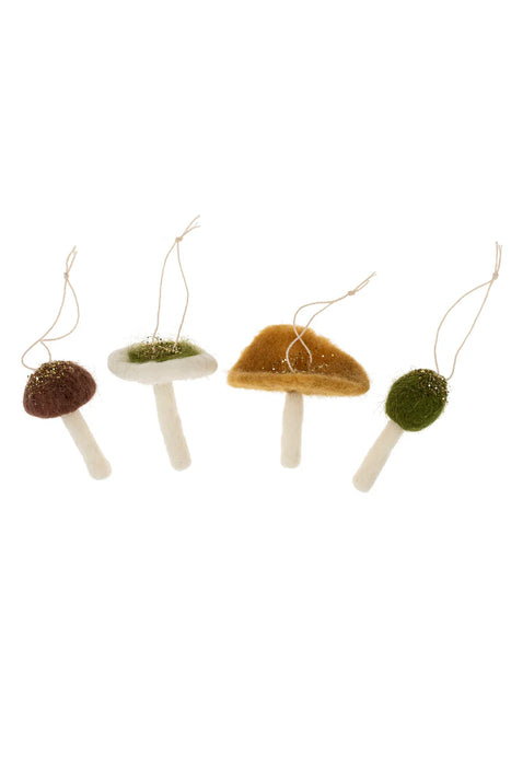 Felt Mushroom Ornament set/4