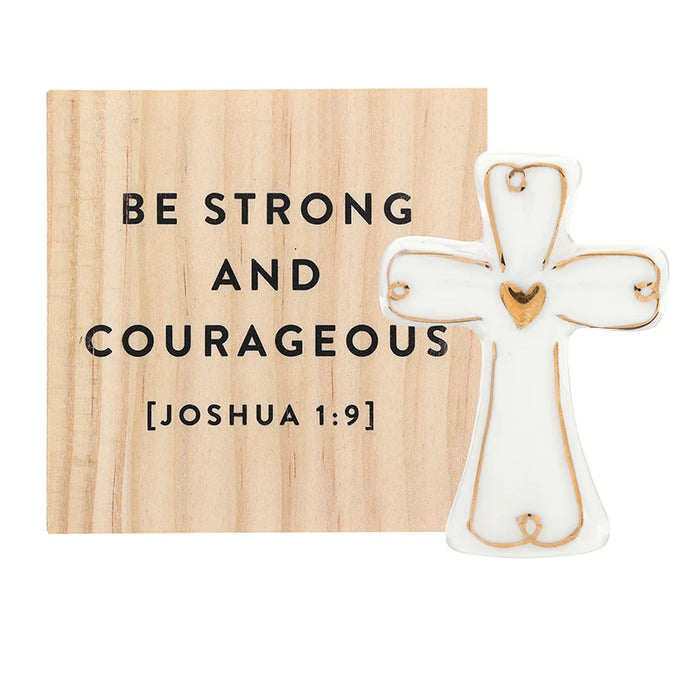 Gold Cross Ceramic Figurine