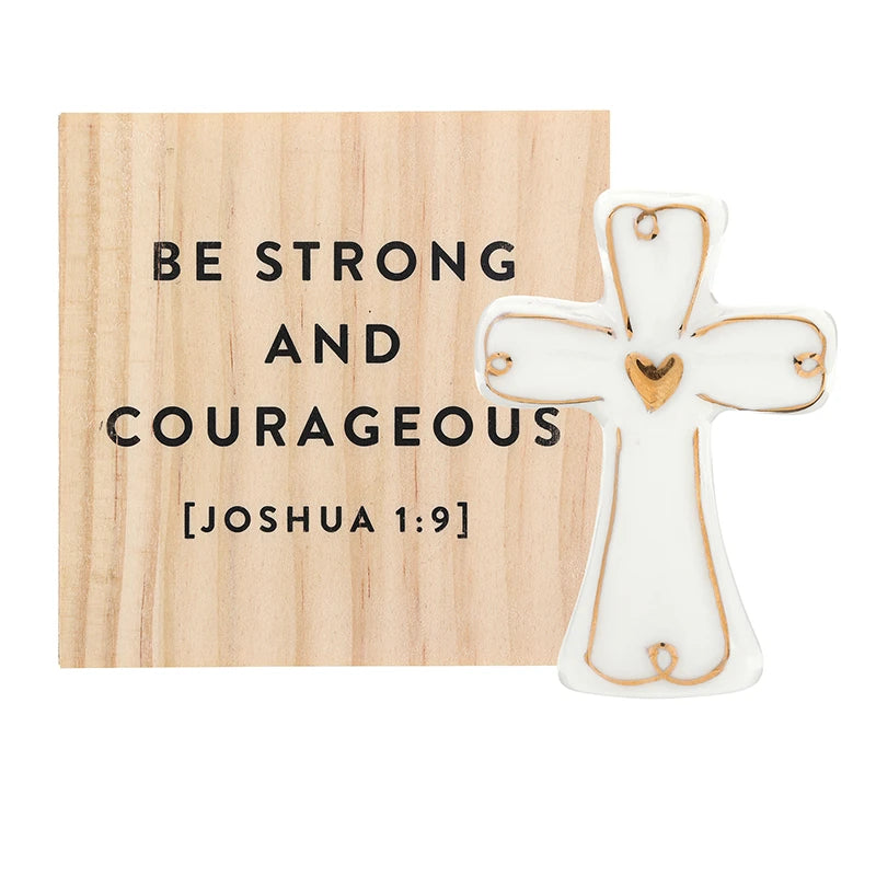 Gold Cross Ceramic Figurine