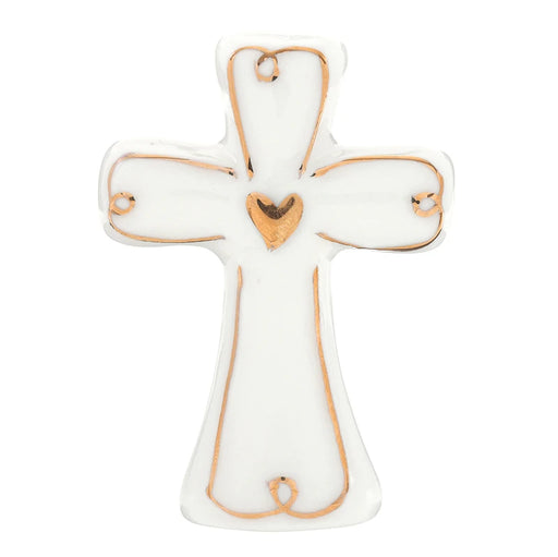 Gold Cross Ceramic Figurine