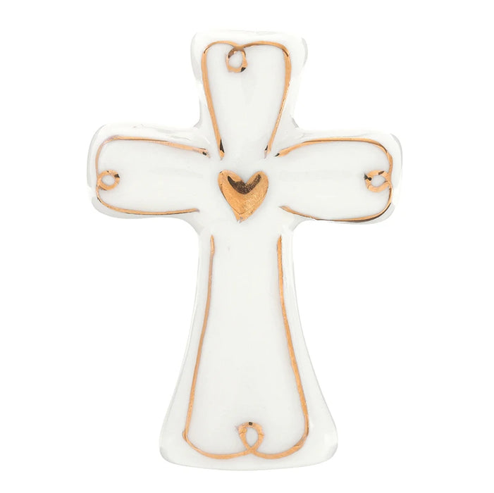 Gold Cross Ceramic Figurine