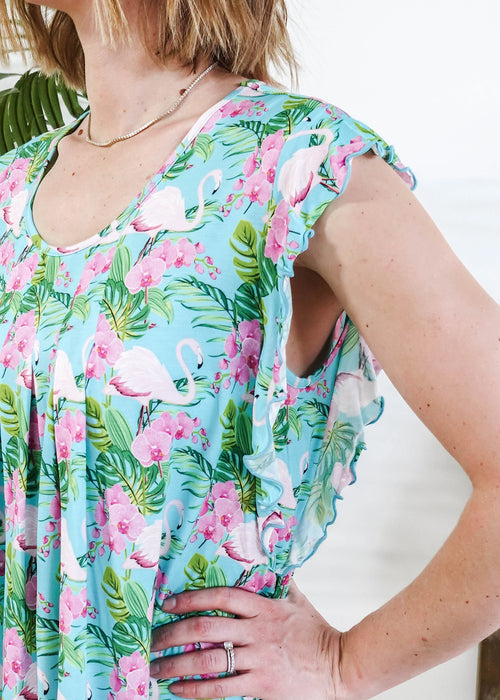 Tropic Like It's Hot Flutter Bamboo Nightgown Georgia Rylan