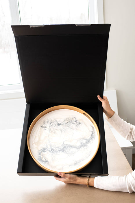Round Bamboo Resin Serving Trays - NO TARIFFS!