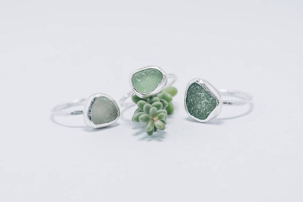 Green Sea Glass Ring