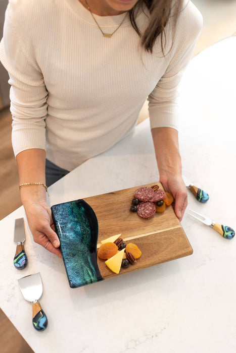 Wood Resin Date Night Cheese Charcuterie Board - NO TARIFFS!
