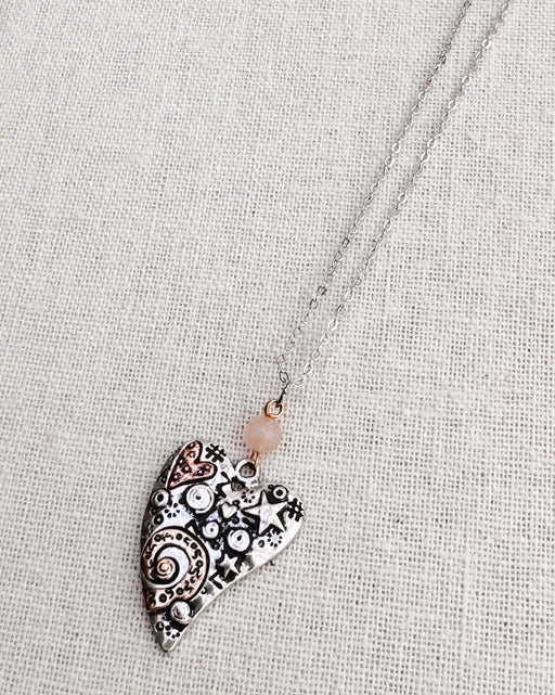 Romantic Stamped Hearts Minimalist Love Valentine Necklace