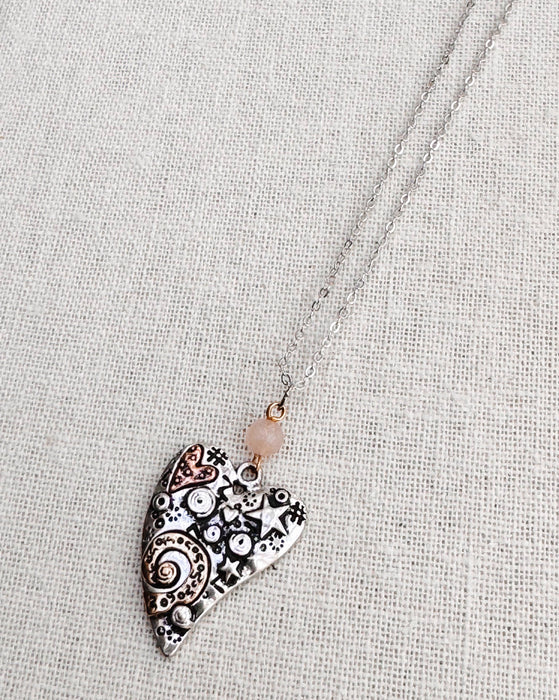 Romantic Stamped Hearts Minimalist Love Valentine Necklace