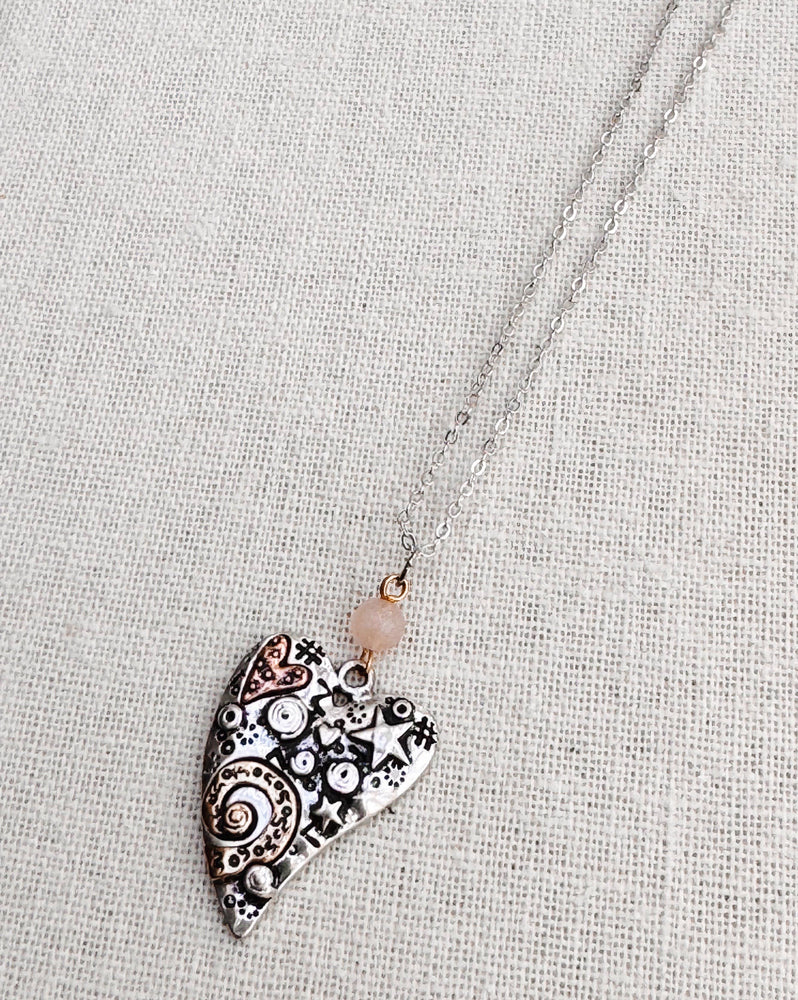 Romantic Stamped Hearts Minimalist Love Valentine Necklace