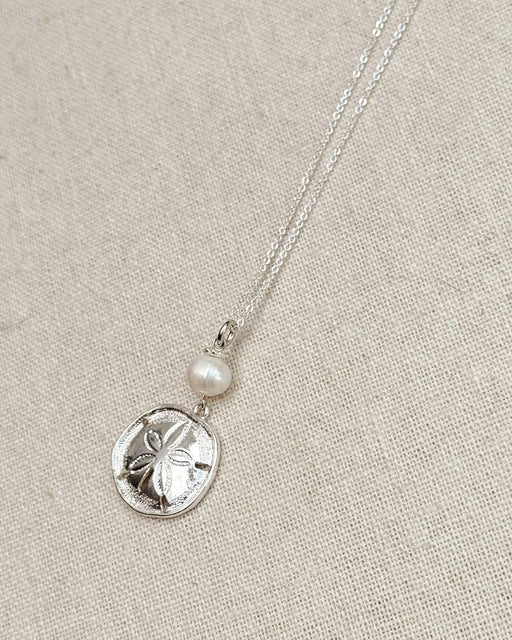 Romantic Freshwater Pearl Sand Dollar Beach Pendant Necklace