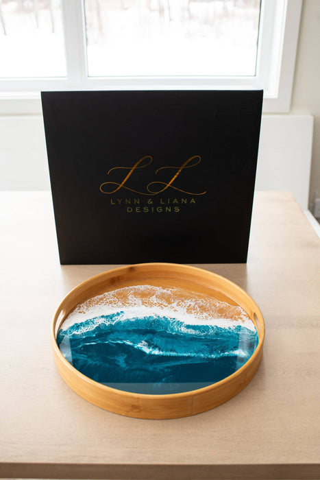 Round Bamboo Resin Serving Trays - NO TARIFFS!