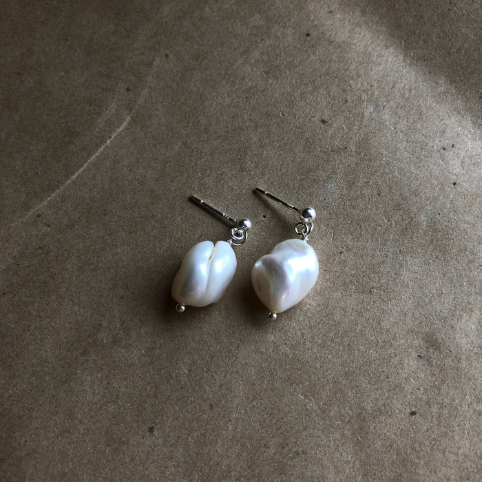 Baroque Pearl Earrings | Silver