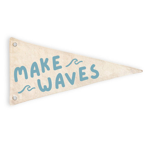 Make Waves Canvas Pennant Flag - Surf Coastal Decor
