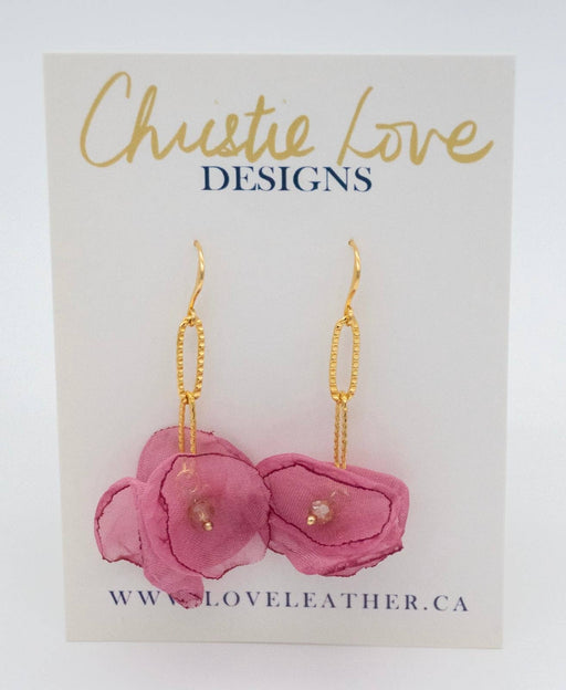 "London"- Gold and Mauve floral earrings- Hypoallergenic
