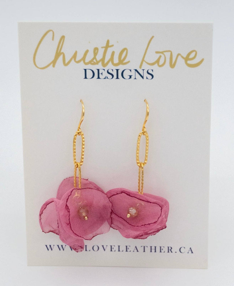 "London"- Gold and Mauve floral earrings- Hypoallergenic