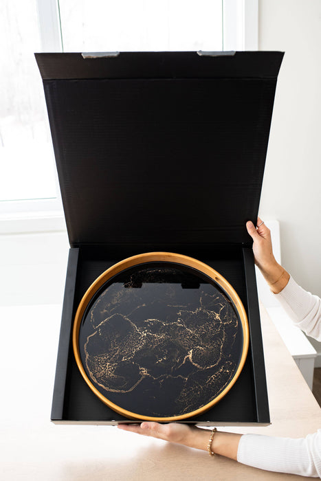 Round Bamboo Resin Serving Trays - NO TARIFFS!