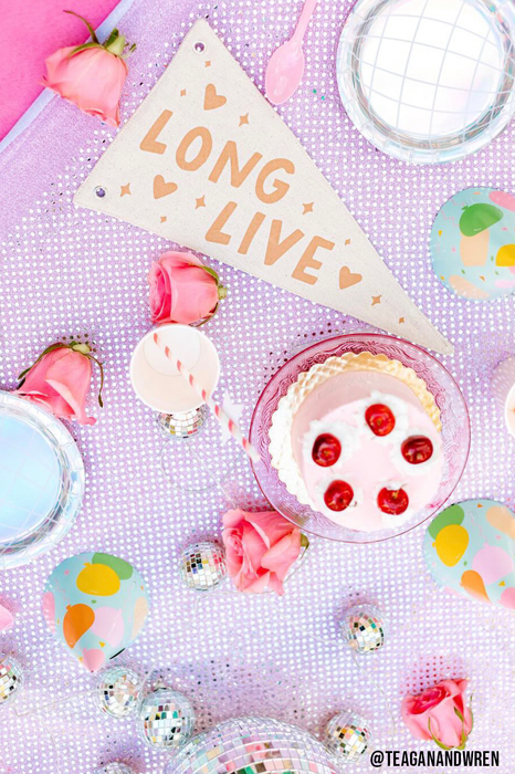 Long Live (Hearts) Canvas Pennant Flag - Kids Decor