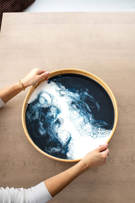 Round Bamboo Resin Serving Trays - NO TARIFFS!