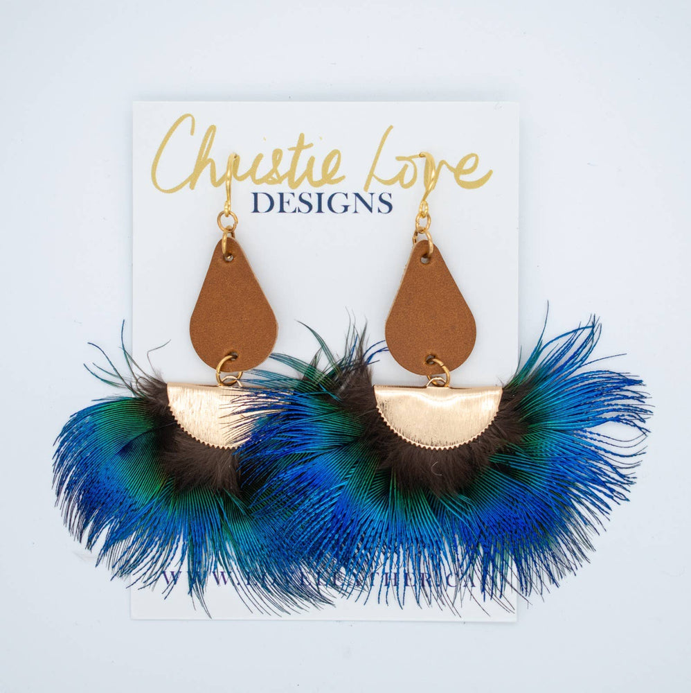 "Annalise"-Gold, Leather and Real Feathers