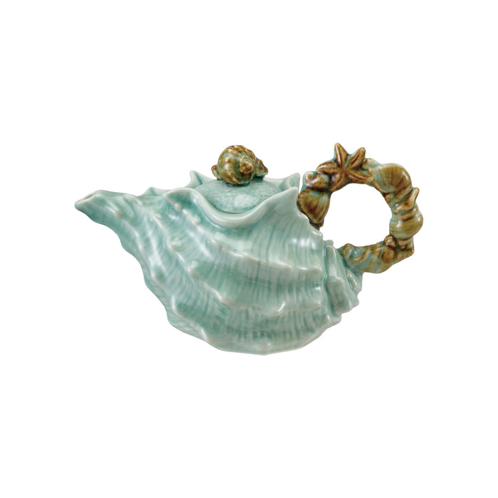 28 oz. Stoneware Shell Shaped Teapot with Starfish & Shells Handle SKU#DG2047