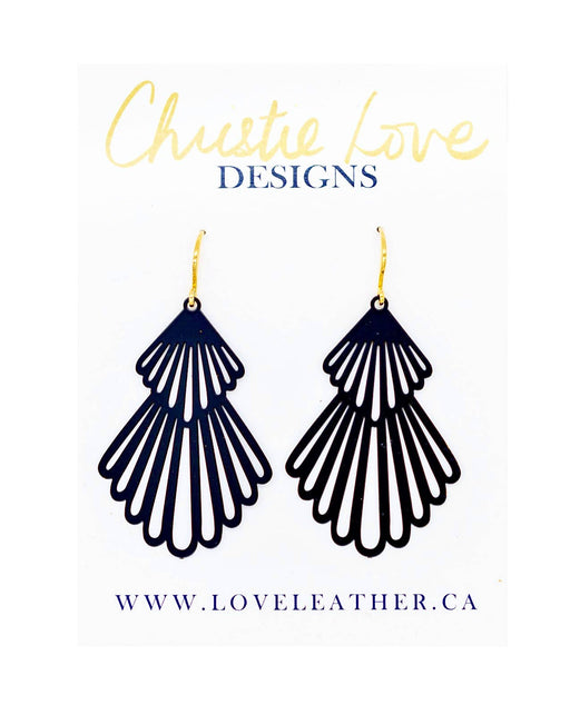 “Charlotte”-Gold & black geometric earrings (Hypoallergenic)