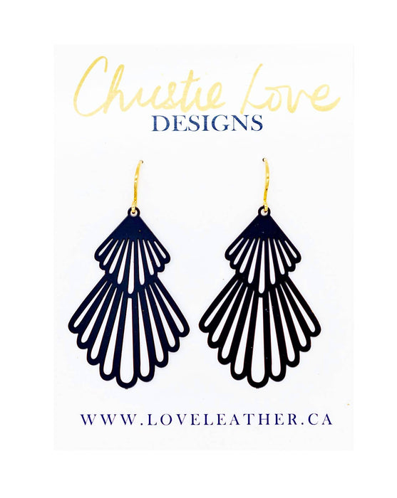 “Charlotte”-Gold & black geometric earrings (Hypoallergenic)