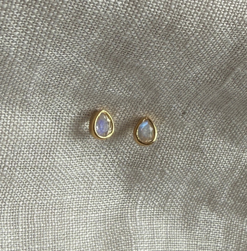 Joy Studs | Moonstone & Gold.