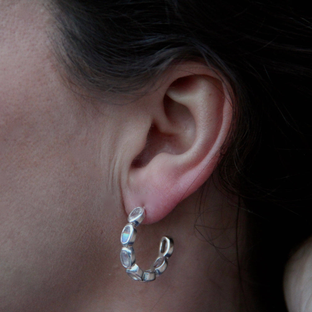 Shine Hoops | Moonstone & Silver