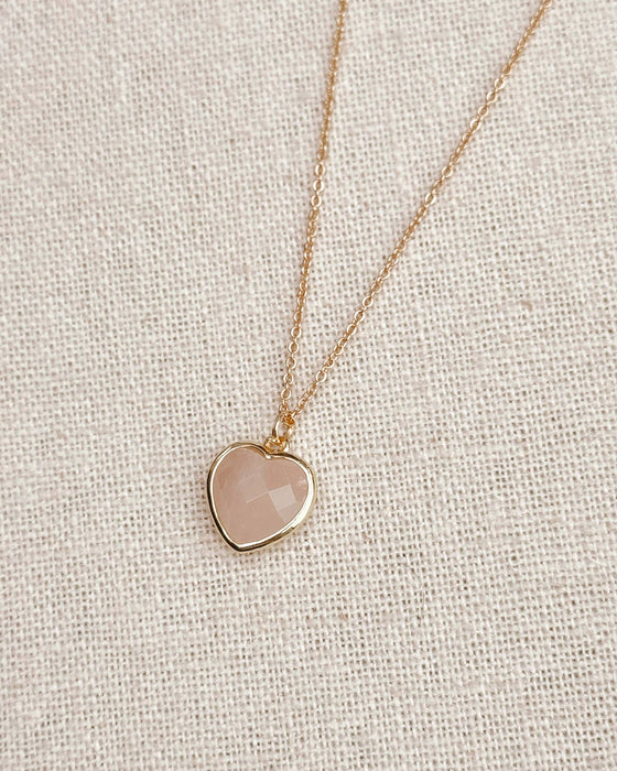 Semi-Precious Heart Charm Gold Necklace