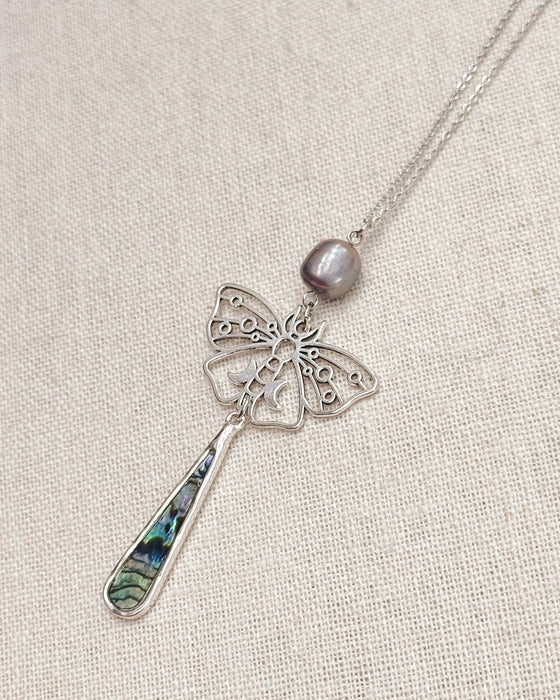 Night Moth Abalone Pendant Necklace