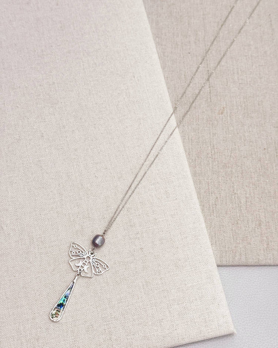 Night Moth Abalone Pendant Necklace