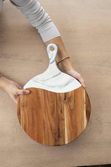 Resin cheese Charcuterie Board 12" Round w/handle No TARIFFS