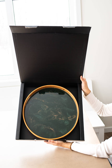 Round Bamboo Resin Serving Trays - NO TARIFFS!