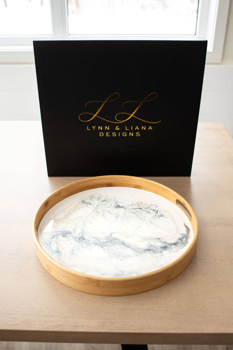 Round Bamboo Resin Serving Trays - NO TARIFFS!