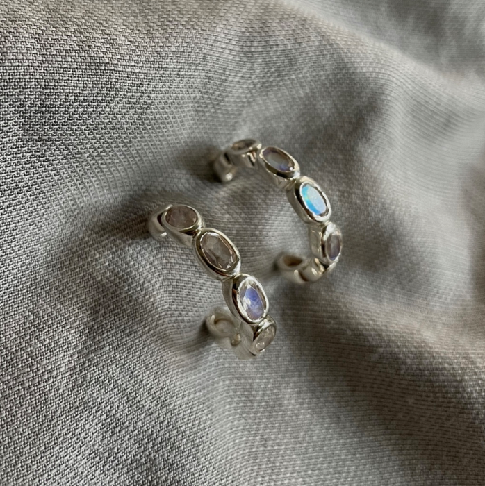 Shine Hoops | Labradorite & Silver