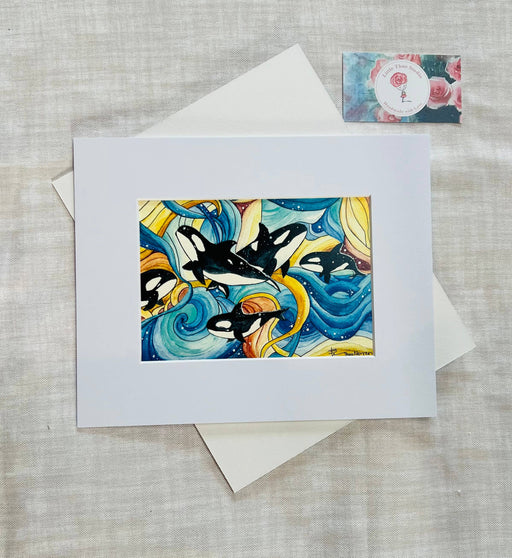Orca Dance watercolor print