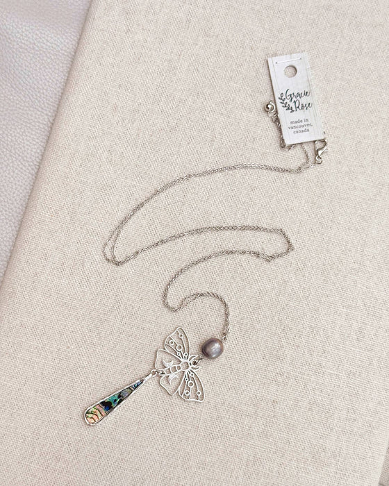 Night Moth Abalone Pendant Necklace
