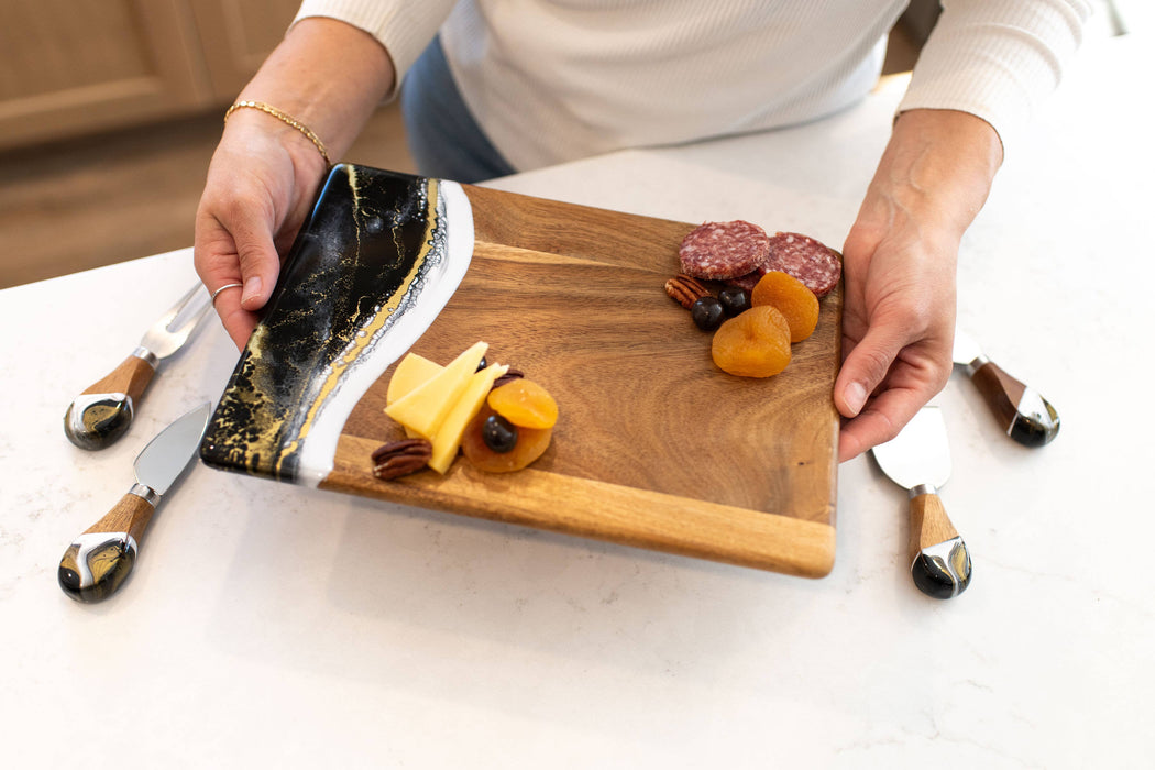 Wood Resin Date Night Cheese Charcuterie Board - NO TARIFFS!