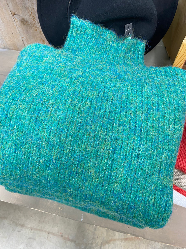 Aggie emerald green Marl Mock Neck Sweater — Island-ish™