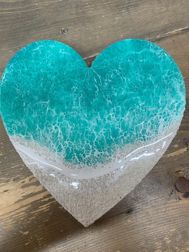 Resin Art Heart Aqua