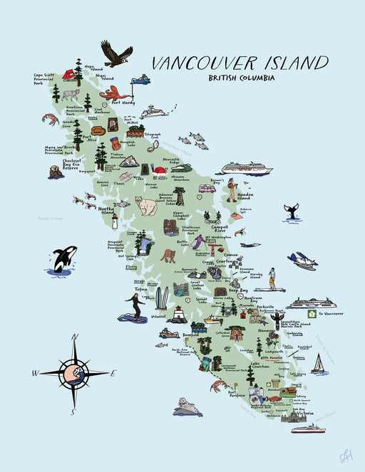 Vancouver Island Illustrated Map Print