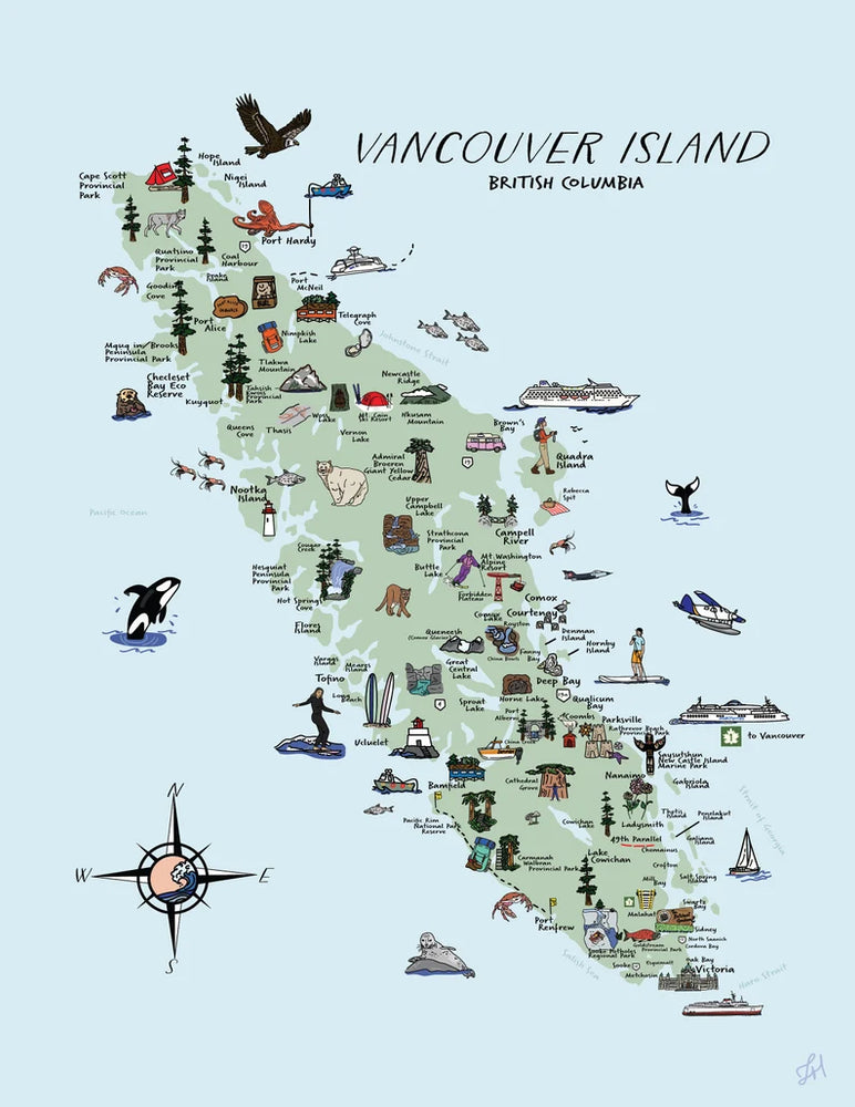 Vancouver Island Illustrated Map Print Island ish vancouver-island-illustrated-map-print-island-ish