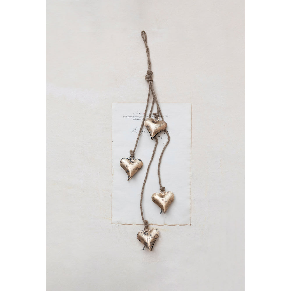 Hanging Heart Bells on Jute 9851