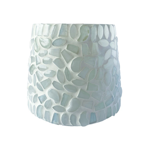 Recycled Glass Mosaic Votive Holder, White