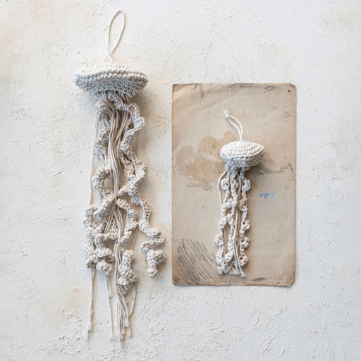 Cotton Macrame Jellyfish Ornament, Natural